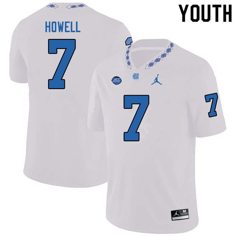 Jordan Brand Youth #7 Sam Howell North Carolina Tar Heels College Football Jerseys Sale-White